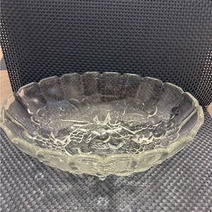 Vintage Indiana Glass “Garland” Clear Footed Decorative Bowl